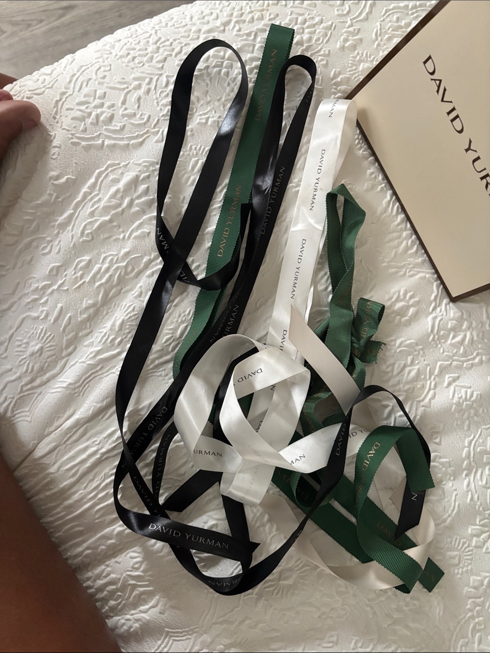 David Yurman Black, Green & White Branded Satin Ribbon Bundle
